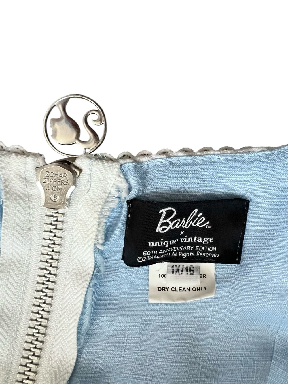 Barbie™ X Unique Vintage Blue & White Suburban Shopper 1959 Retro Sundress Sz 16 - Picture 5 of 12